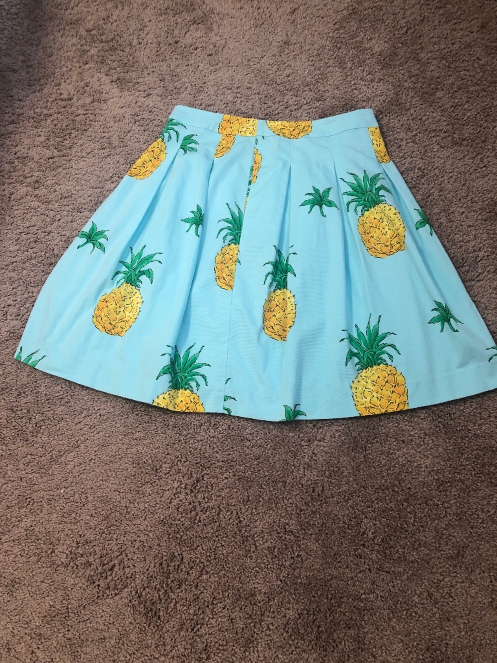 Talbots Summer Skirt Aqua - Pineapple Accents women’s size 12P Lined